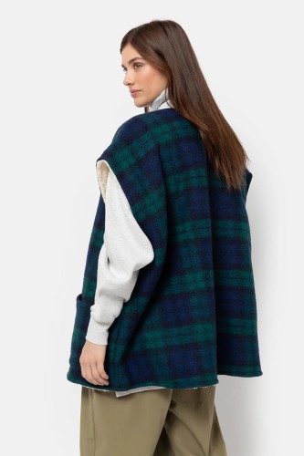 Ines Teddy Oversized Jacket | Blue Checks w/ Teddy Lining