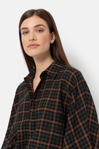 Henriette Poplin Shirt | Black Camel Tartan