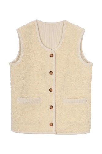 GILET RÉVERSIBLE FOURRURE BARNEY Créme