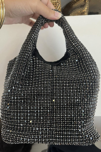 Sac à main strass noir