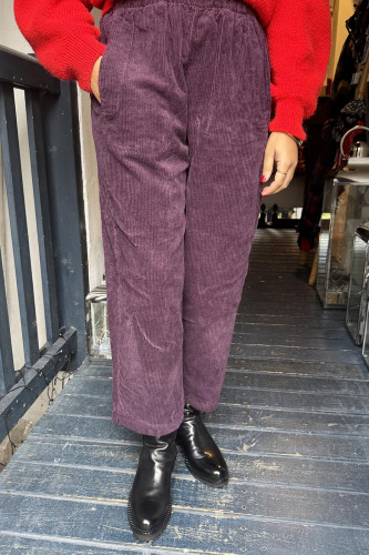 Pantalon magic velours côtelé violet