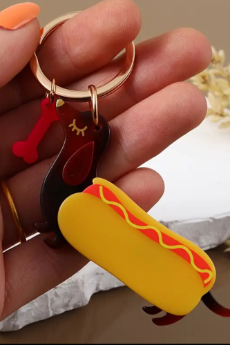 Porte clé Teckel hotdog