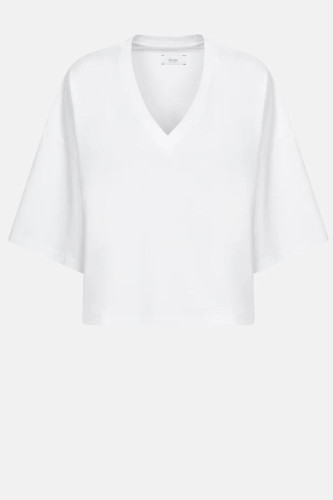 Lison Boxy T-Shirt w/ V Neck | White