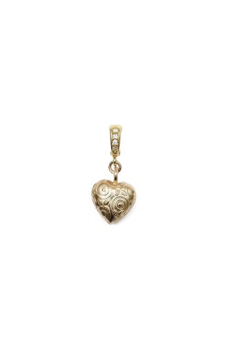 Charm Coeur gravé argent plaqué Or